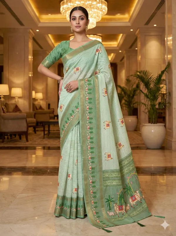 Mint_Green_Linan_Printed_Saree