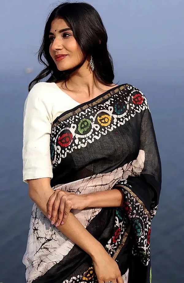 Black_And_White_Lilan_Printed_Saree