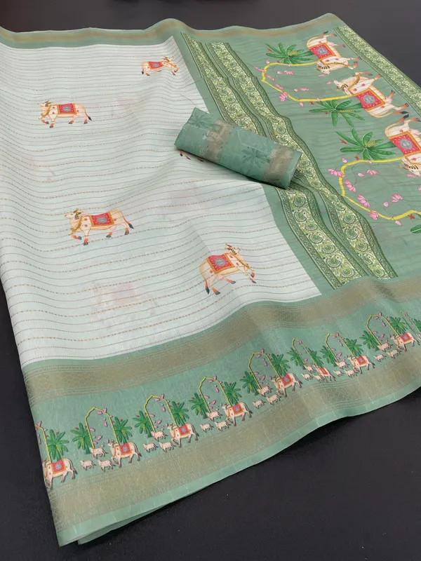 Mint_Green_Linan_Printed_Saree
