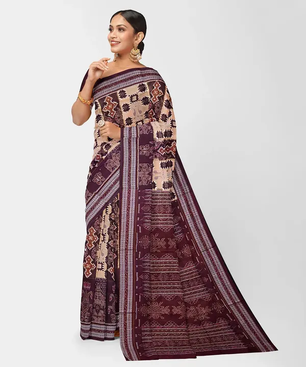Maroon_And_Beige_Lilan_Printed_Saree