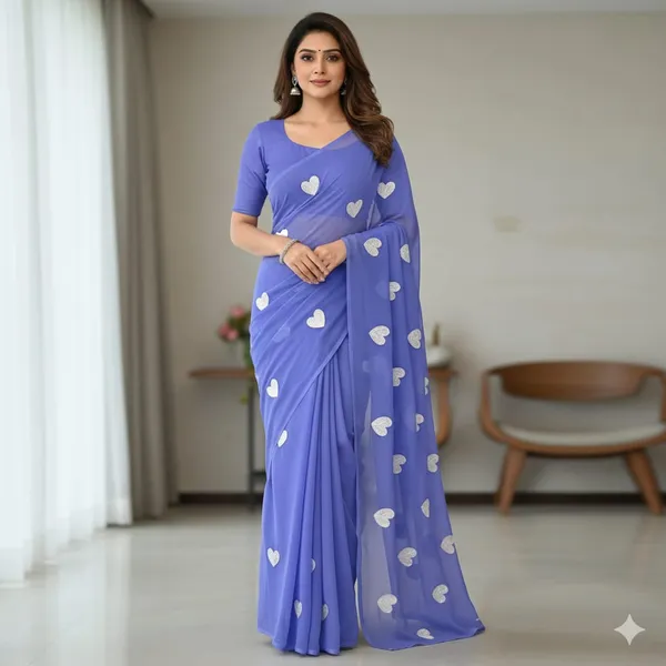 Light_Purple_Embroidery_Work_Saree_With_Blouse_Piece
