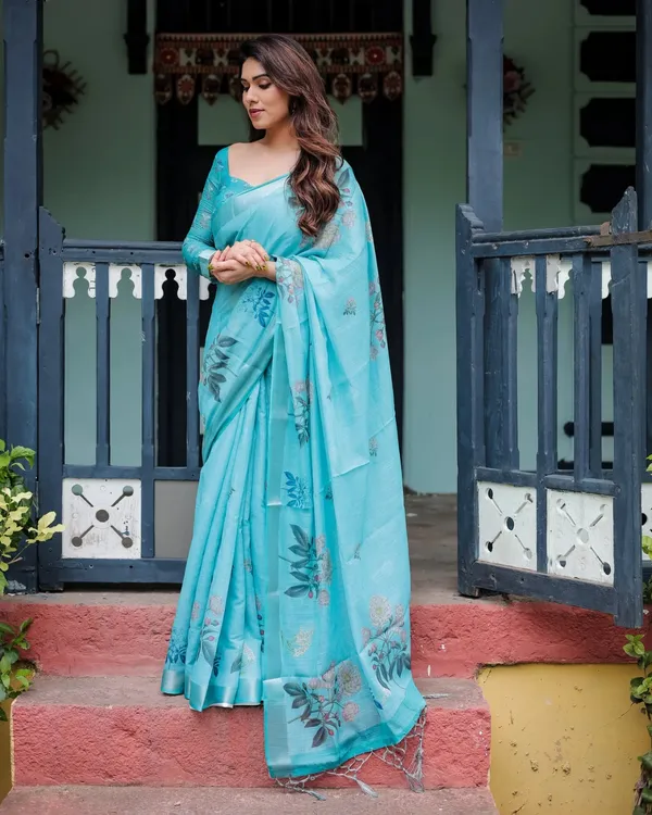 Sky_Blue_Lilan_Printed_Saree