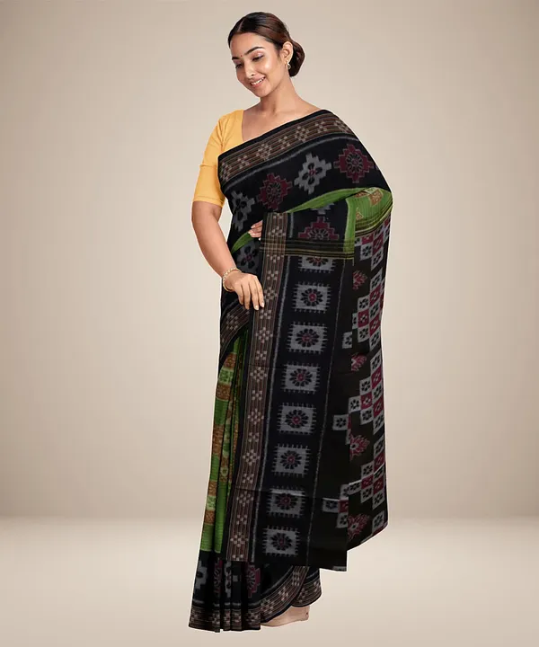 Black_And_Green_Lilan_Printed_Saree