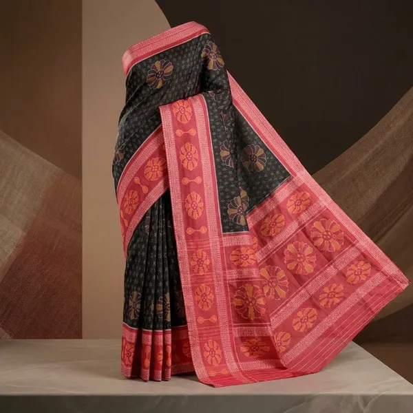Red_And_Black_Lilan_Printed_Saree