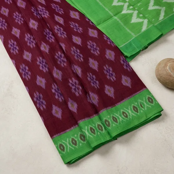 Maroon_And_Green_Lilan_Printed_Saree