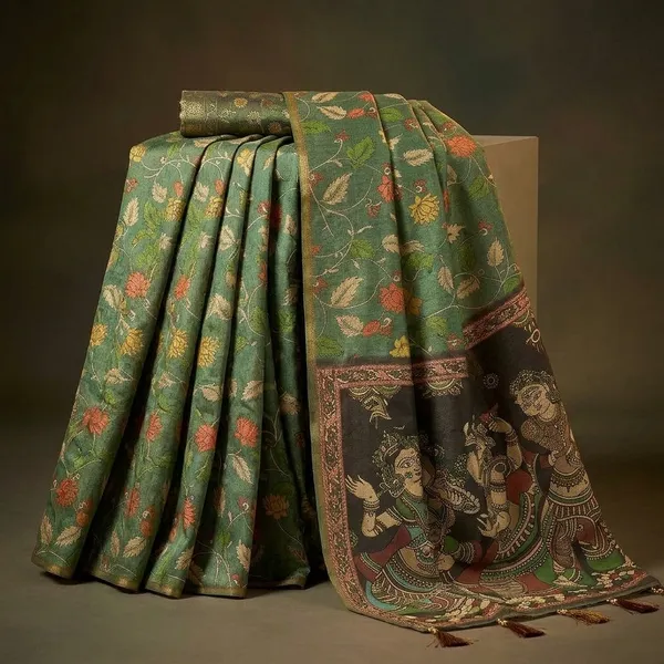Olive_Green_Lilan_Printed_Saree
