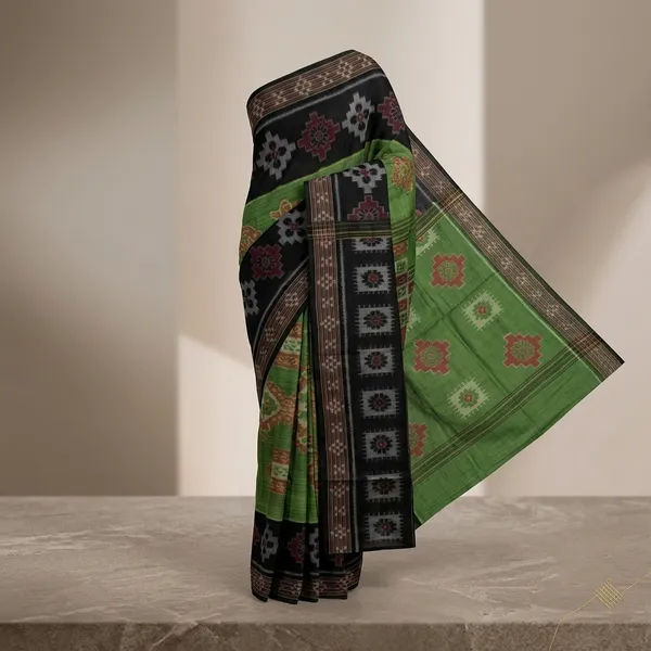 Black_And_Green_Lilan_Printed_Saree