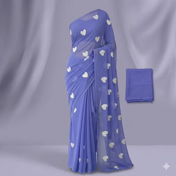 Light_Purple_Embroidery_Work_Saree_With_Blouse_Piece