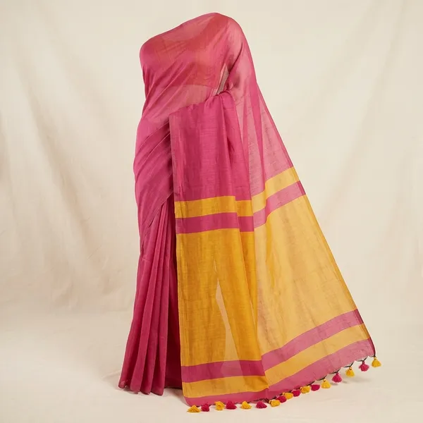 Pink_And_Yellow_Lilan_Printed_Saree