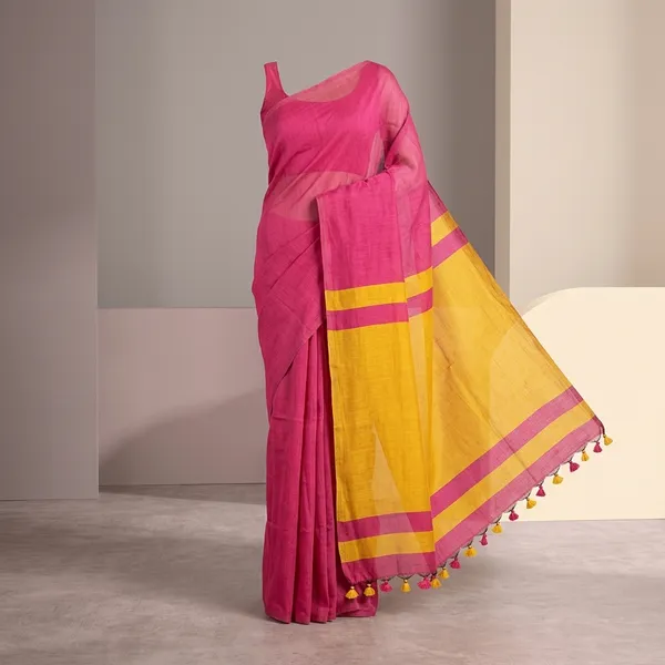 Pink_And_Yellow_Lilan_Printed_Saree
