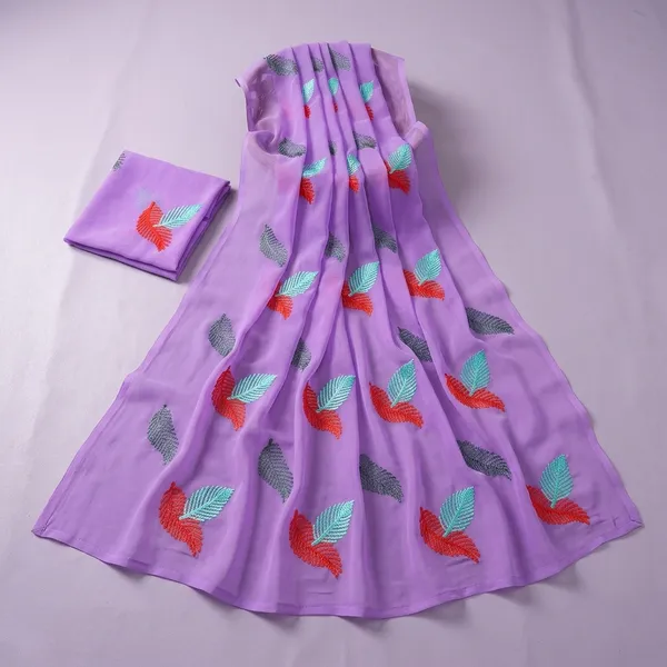 Lavender_Embroidery_Work_Saree_With_Blouse_Piece
