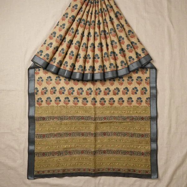 Multicolor_Printed_Linen_Saree_With_Border
