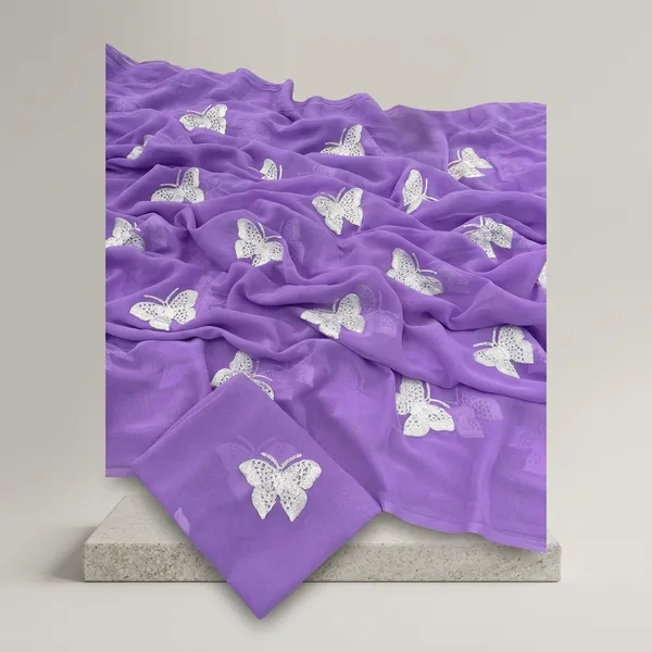 Purple_Embroidery_Work_Saree_With_Blouse_Piece