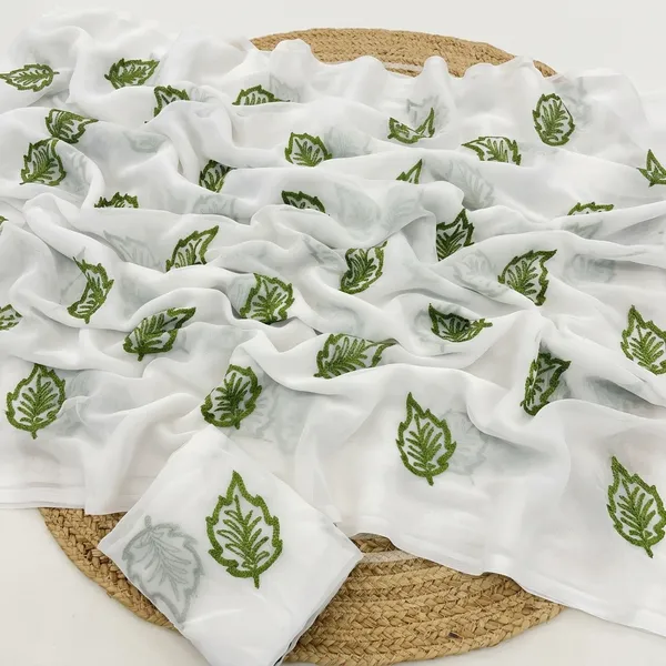 Green_Embroidery_Work_Saree_With_Blouse_Piece