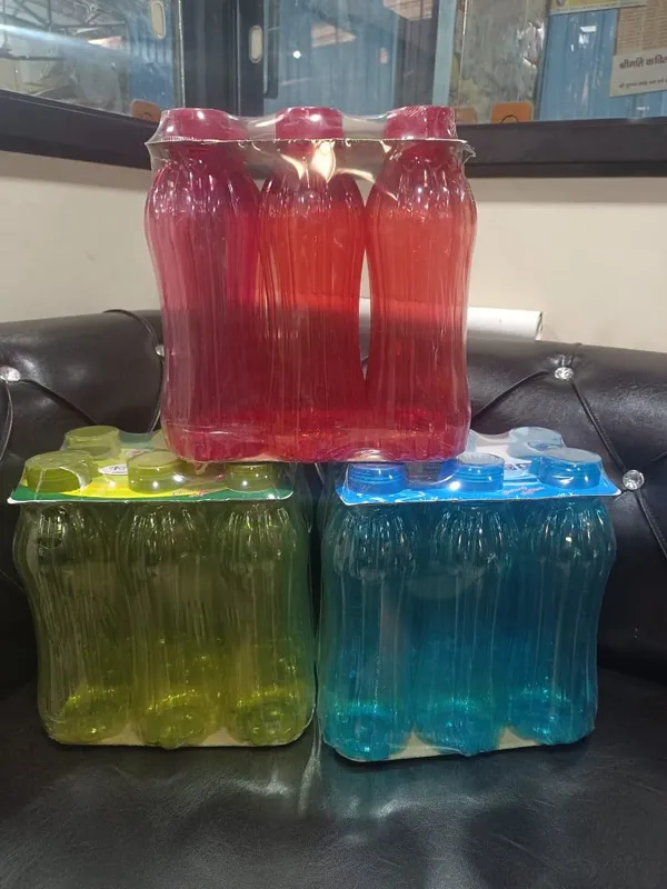 Yellow_And_Blue_And_Red__Plastic_Water_Bottle_For_Storage_And_Refrigerator_Use_(Pack_of_18)