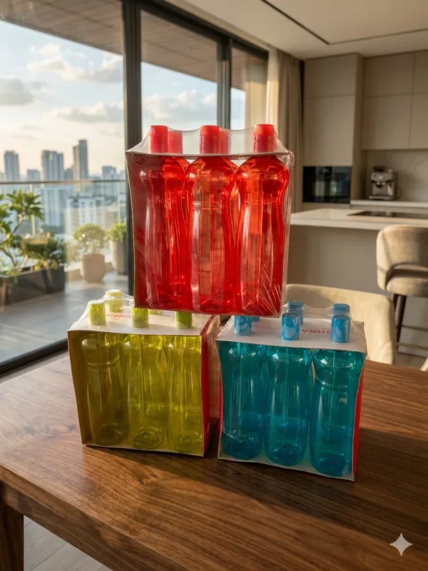 Yellow_And_Blue_And_Red_Plastic_Water_Bottle_For_Storage_And_Refrigerator_Use_(Pack_of_18)