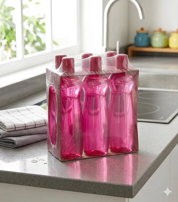 Purple_Plastic_Water_Bottle_For_Storage_And_Refrigerator_Use_(Pack_of_6)