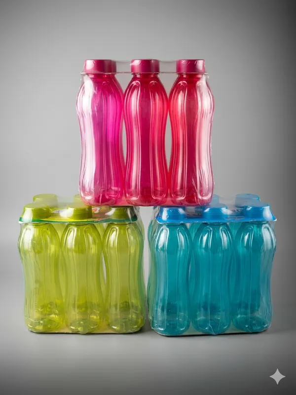 Yellow_And_Blue_And_Red__Plastic_Water_Bottle_For_Storage_And_Refrigerator_Use_(Pack_of_18)