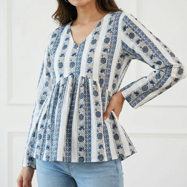 Blue_Cotton_Premium_Stylish_Top_For_Womens