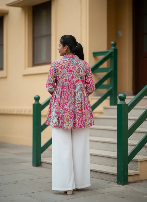 Rani_Pink_Cotton_Stylish_Fashionable_Collar_Top_For_Women