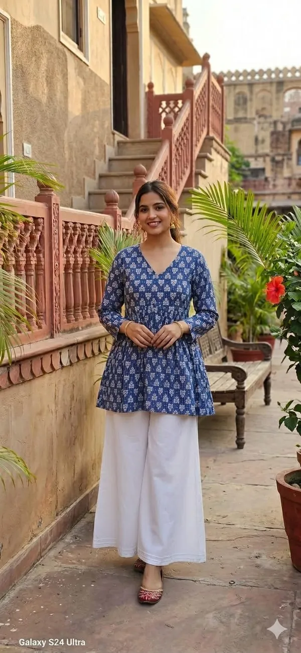 Blue_Cotton_Stylish_Fashionable_Tops_For_Women