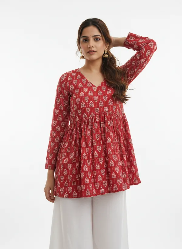 Red_Cotton_Stylish_Fashionable_Tops_For_Women