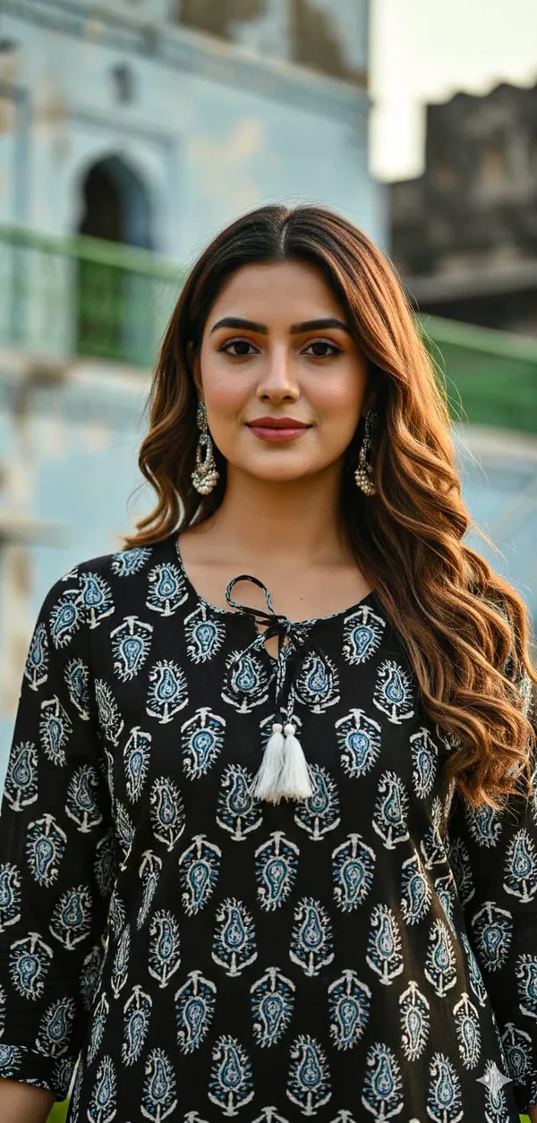 Black_Cotton_Stylish_Fashionable_Short_Kurti_For_Women