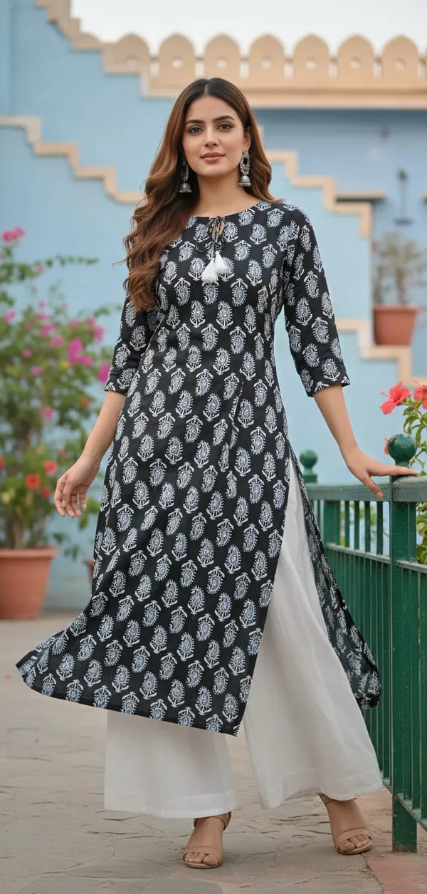 Black_Cotton_Stylish_Fashionable_Short_Kurti_For_Women