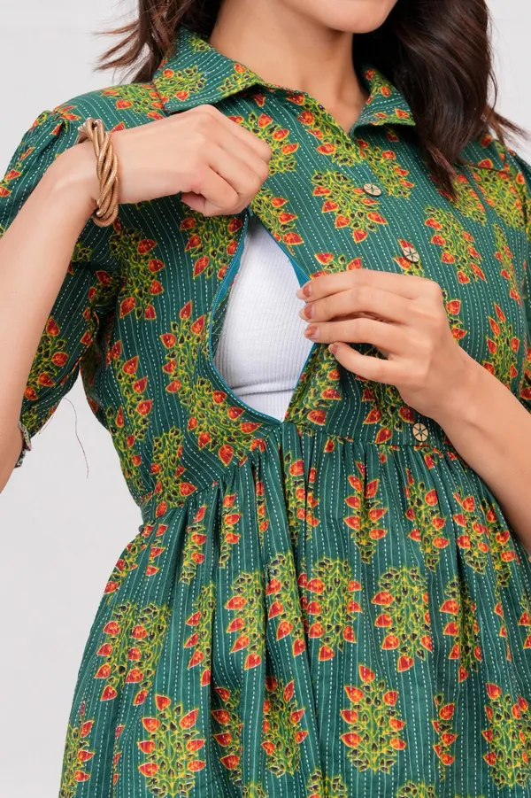 Green_Cotton_Premium_Stylish_Gown_For_Womens