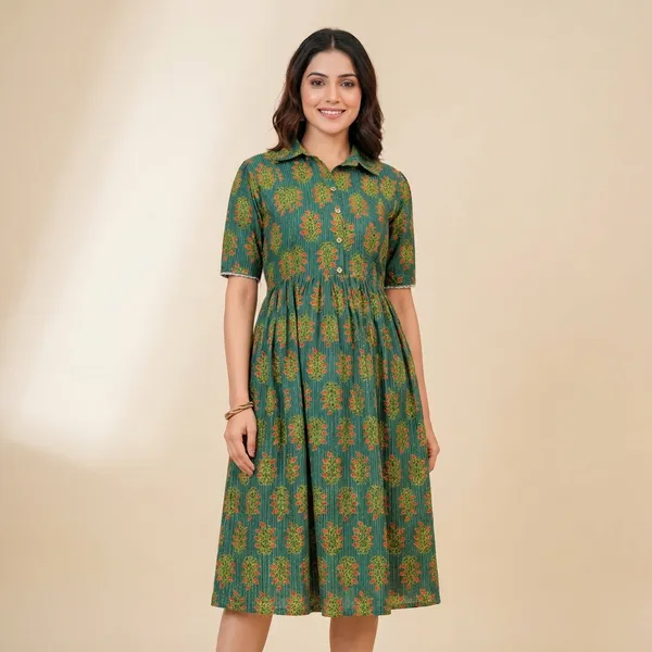 Green_Cotton_Premium_Stylish_Gown_For_Womens