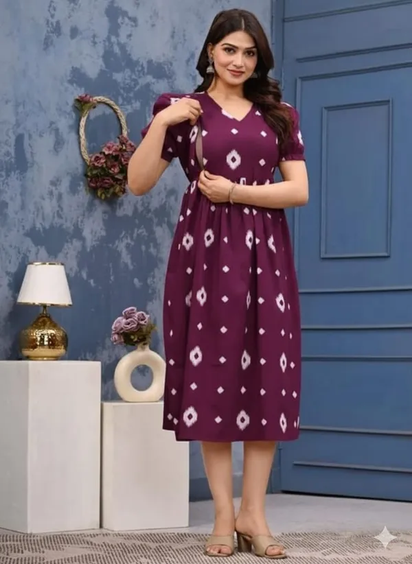 Wine_Cotton_Premium_Stylish_Gown_For_Womens
