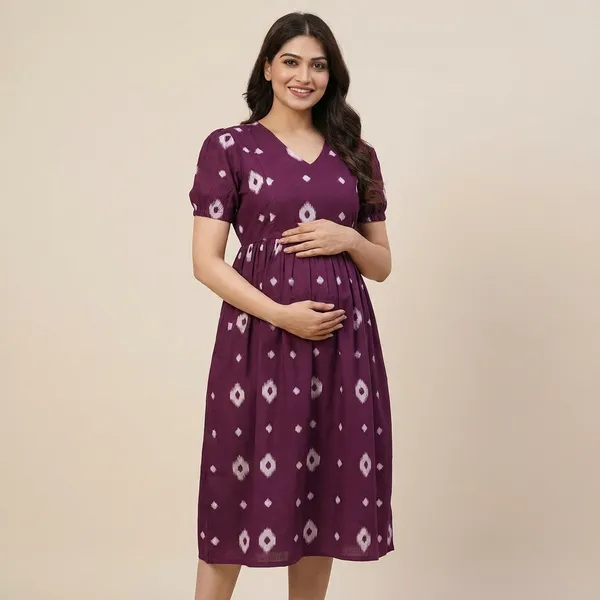 Wine_Cotton_Premium_Stylish_Gown_For_Womens