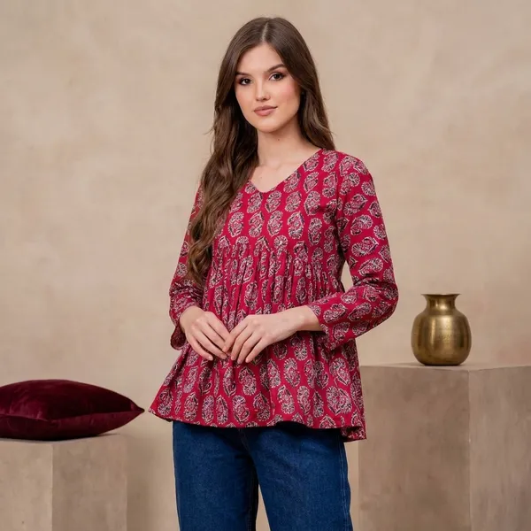Red_Cotton_Premium_Stylish_Top_For_Womens