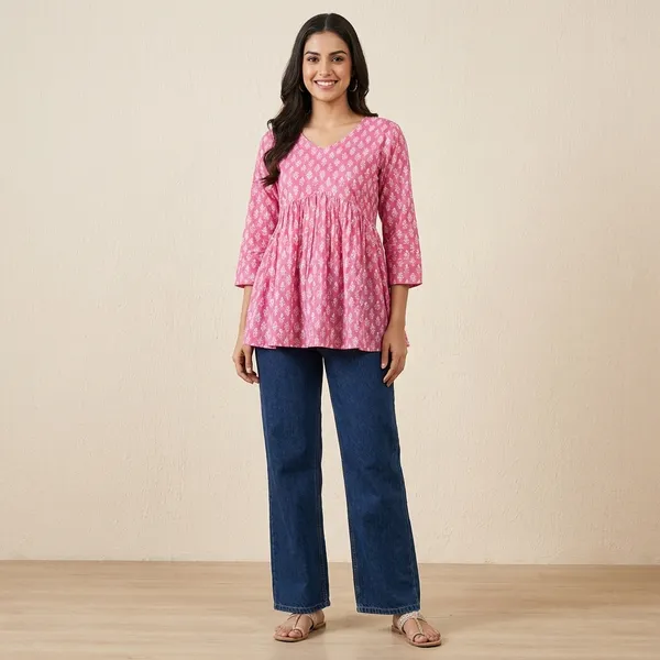 Pink_Cotton_Premium_Stylish_Top_For_Womens