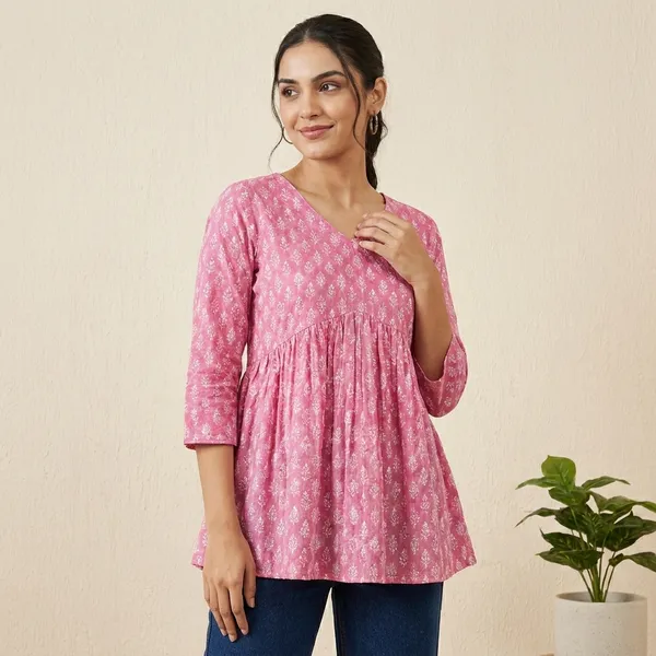 Pink_Cotton_Premium_Stylish_Top_For_Womens
