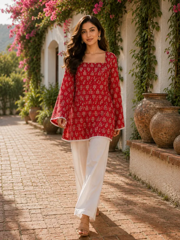 Pink_Cotton_Stylish_Fashionable_Short_Kurti_For_Women