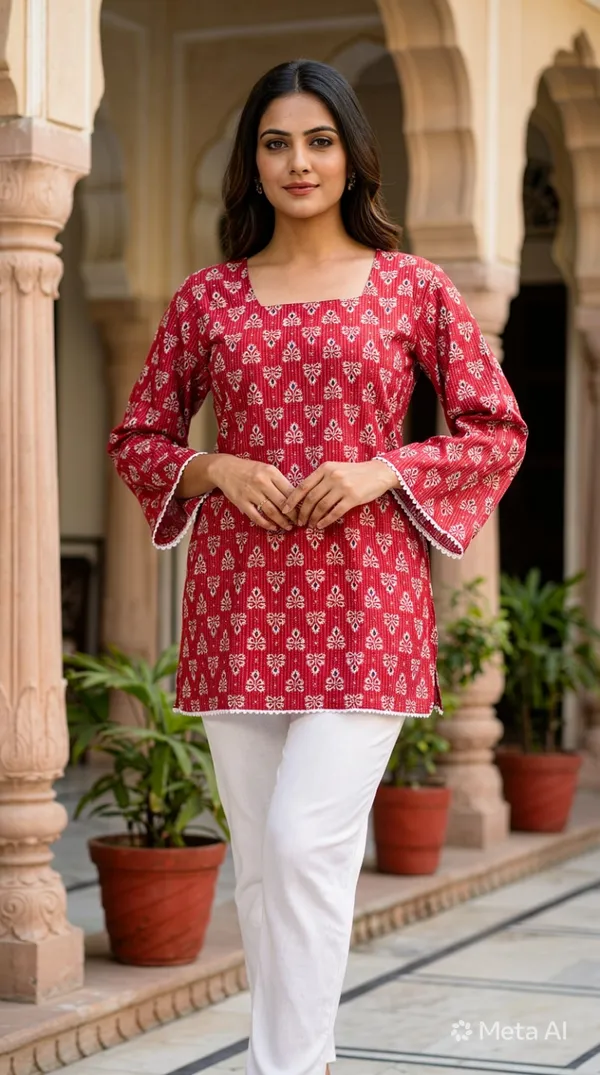Pink_Cotton_Stylish_Fashionable_Short_Kurti_For_Women