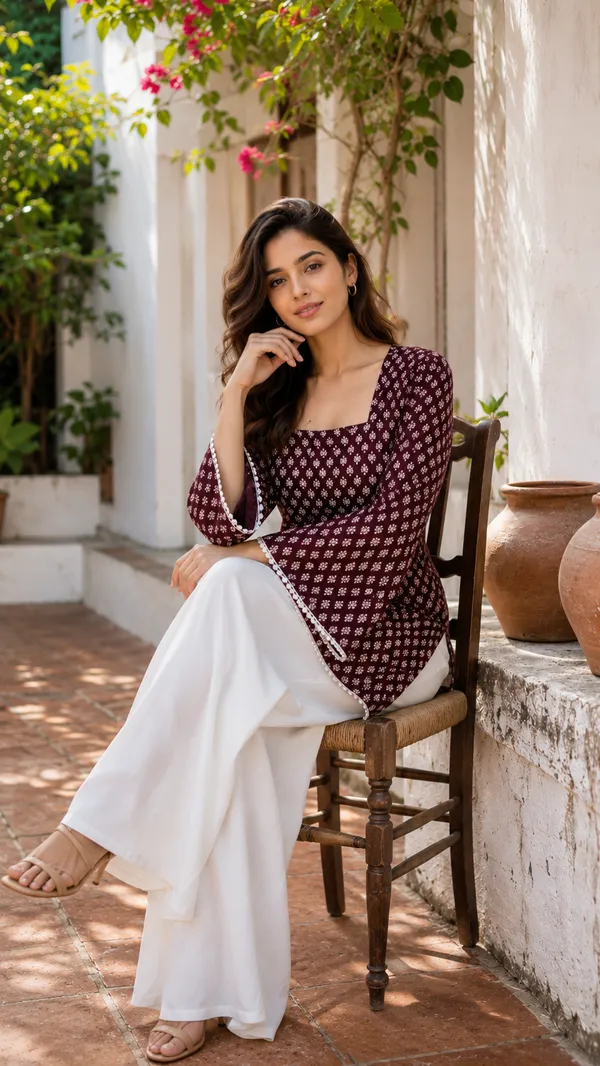 Brown_Cotton_Stylish_Fashionable_Short_Kurti_For_Women