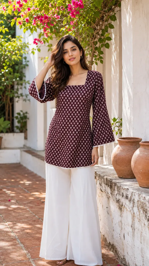 Brown_Cotton_Stylish_Fashionable_Short_Kurti_For_Women