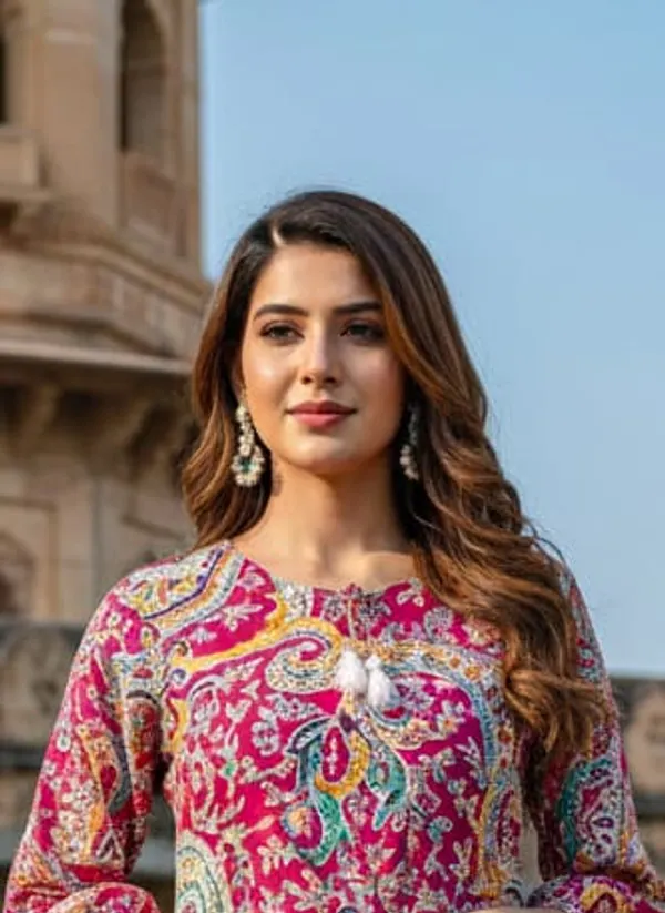 Rani_Pink_Cotton_Stylish_Fashionable_Short_Kurti_For_Women