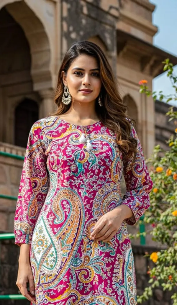 Rani_Pink_Cotton_Stylish_Fashionable_Short_Kurti_For_Women