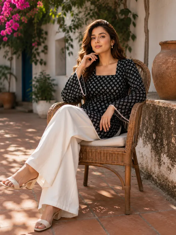 Black_Cotton_Stylish_Fashionable_Short_Kurti_For_Women