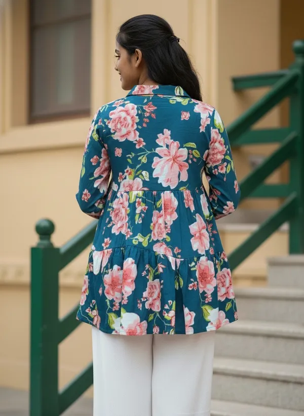 Green_Cotton_Stylish_Fashionable_Collar_Top_For_Women