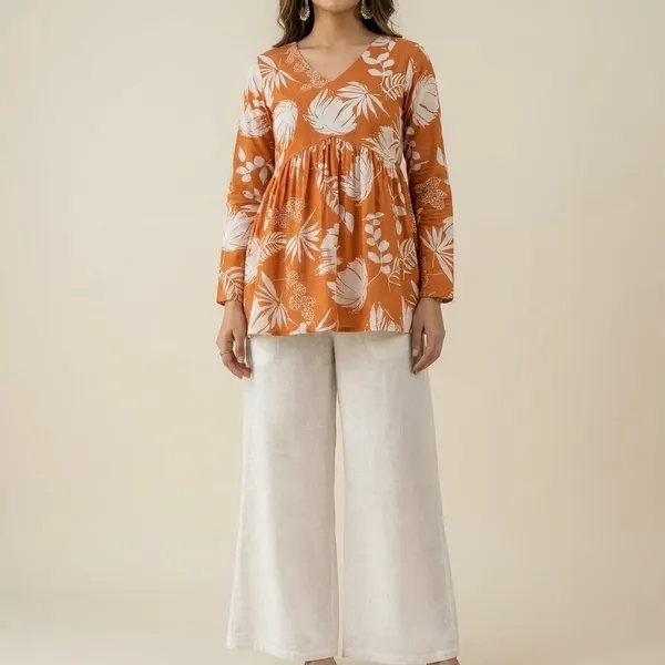 Orange_Rayon_Premium_Stylish_Top_For_Womens
