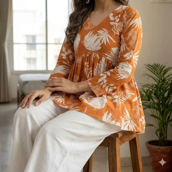 Orange_Rayon_Premium_Stylish_Top_For_Womens