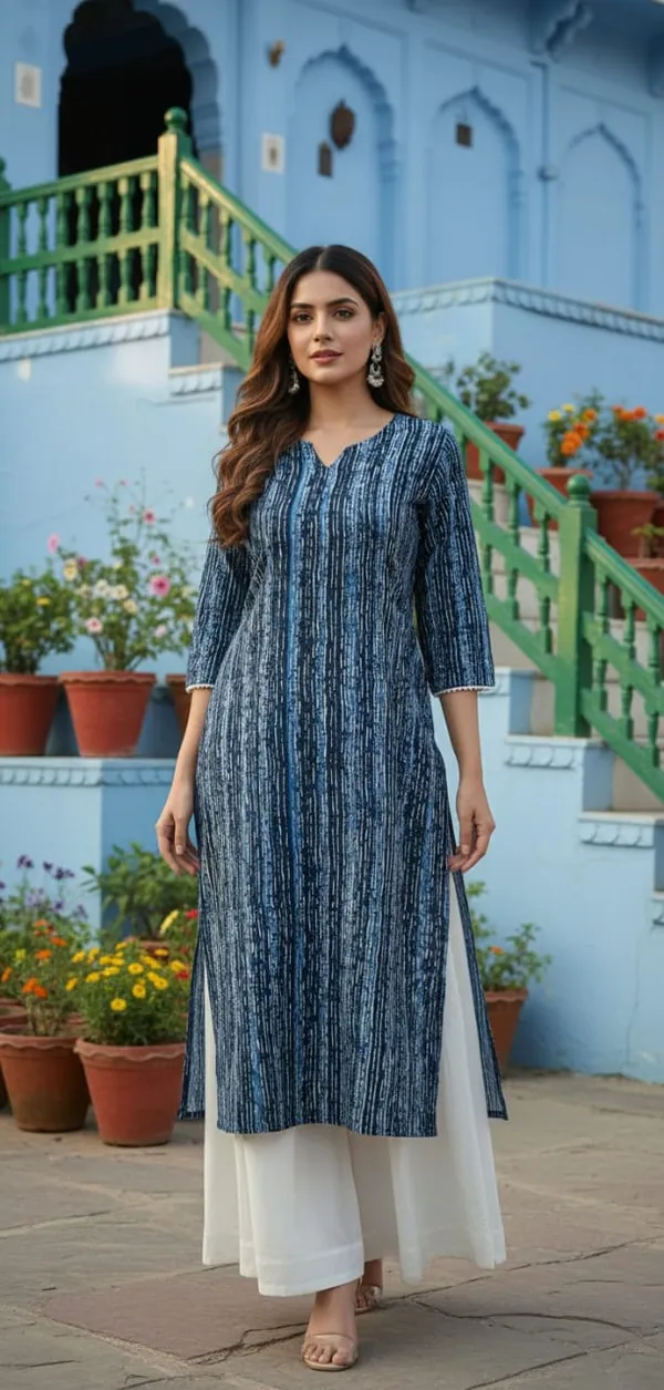 Blue_Cotton_Stylish_Fashionable_Short_Kurti_For_Women