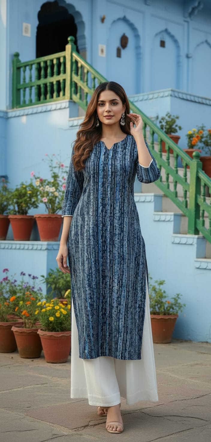 Blue_Cotton_Stylish_Fashionable_Short_Kurti_For_Women