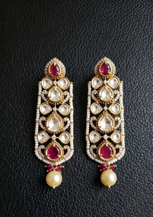 Shringar_Kundan_Drop_Earings_with_Ruby_Colour_Stone