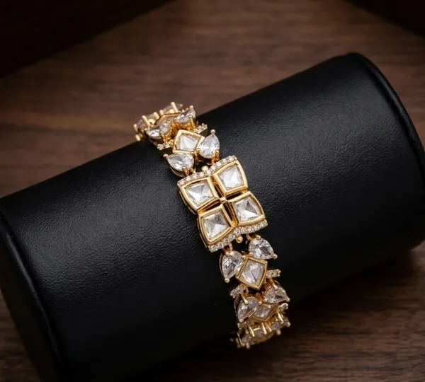 Quad_Kundan_Bracelet_-_White