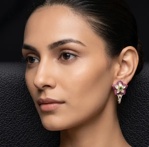 Zara_Floral_Earrings_-_Ruby_Red
